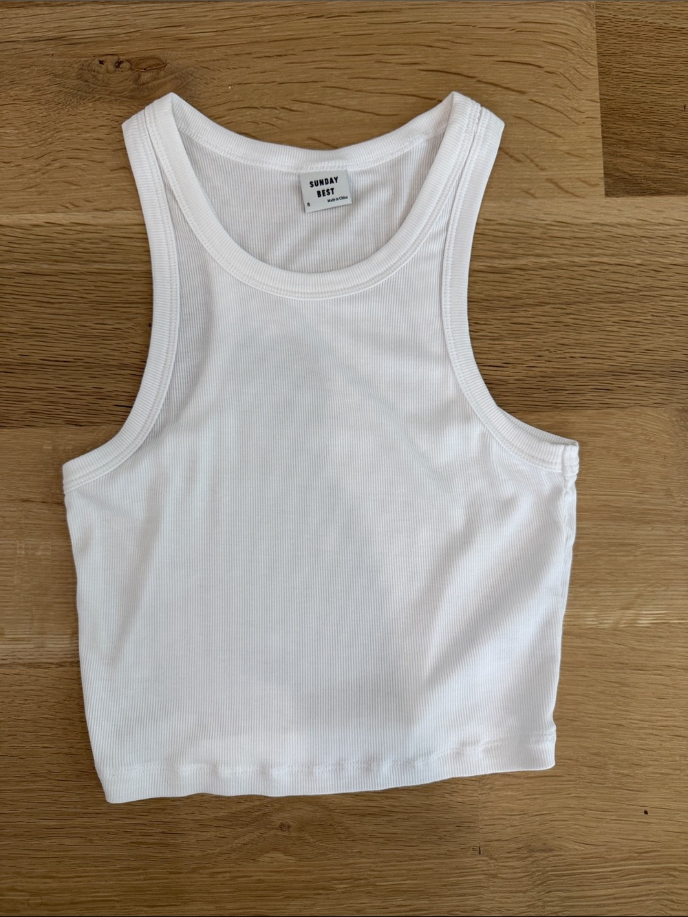 Sunday Best White Ribbed Crop Tank. Never Worn!